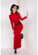 Довга трикотажна сукня червоного кольору