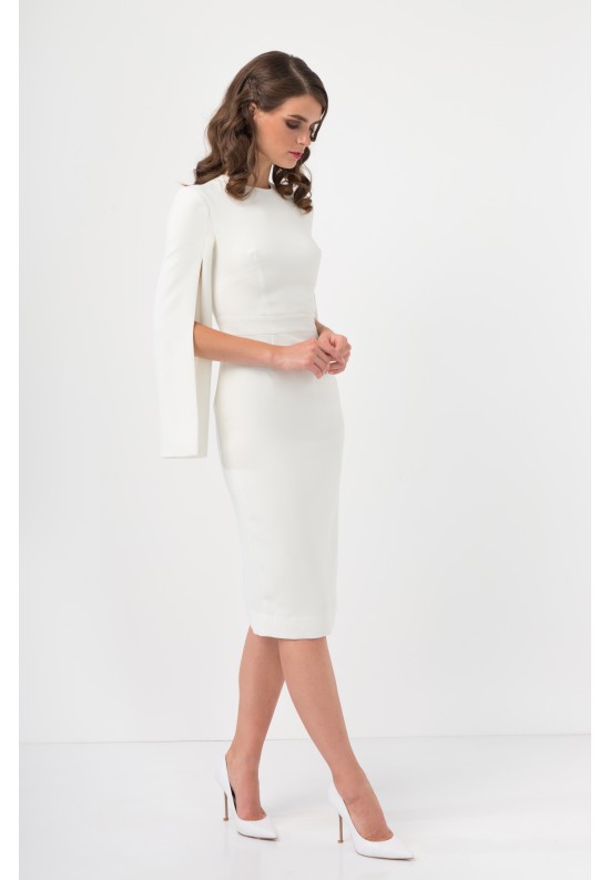 Біла стильна сукня довжини міді