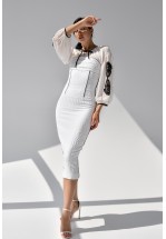 Біла сукня футляр довжини міді