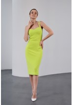 Жовта елегантна сукня довжини міді