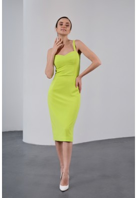 Жовта елегантна сукня довжини міді