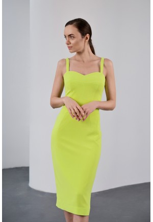 Жовта елегантна сукня довжини міді