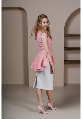 Елегантний рожевий жакет-жилет із твіду