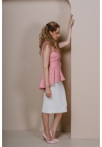 Елегантний рожевий жакет-жилет із твіду