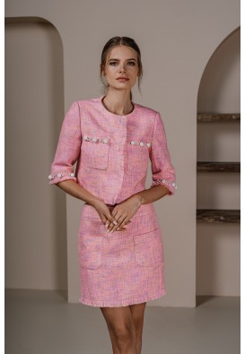 Рожева спідниця міні із твіду