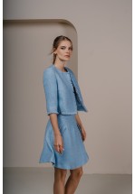 Блакитний короткий жакет із твіду