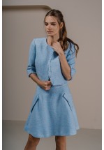 Блакитний короткий жакет із твіду