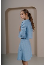 Блакитний короткий жакет із твіду