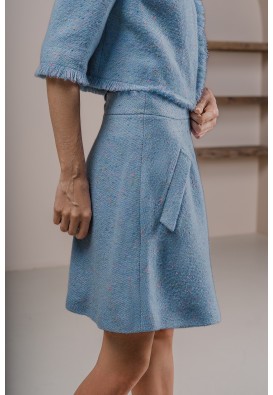 Блакитна коротка спідниця із твіду