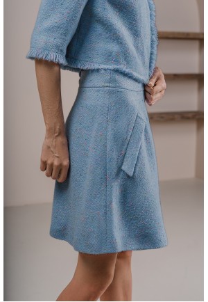 Блакитна коротка спідниця із твіду