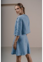 Блакитний короткий жакет із твіду