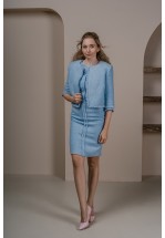 Блакитний короткий жакет із твіду