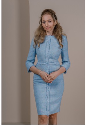 Елегантна сукня міді із вишуканого твіду