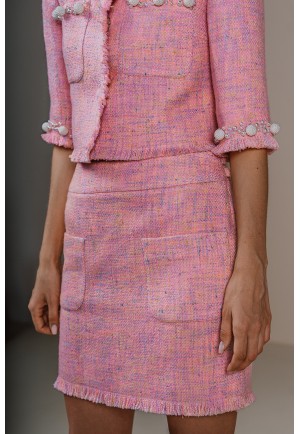 Рожева спідниця міні із твіду