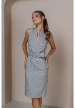 Сукня-футляр з принтом блакитний "п'є де пуль"  