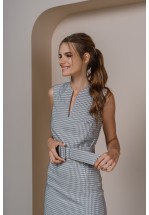 Сукня-футляр з принтом блакитний "п'є де пуль"  