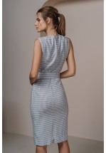 Сукня-футляр з принтом блакитний "п'є де пуль"  