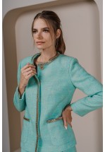 Вишуканий м'ятний жакет з коштовним оздобленням