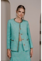 Вишуканий м'ятний жакет з коштовним оздобленням