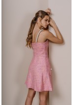 Твідовий міні сарафан з перлинними бретелями