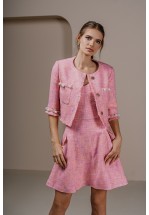 Твідовий міні сарафан з перлинними бретелями