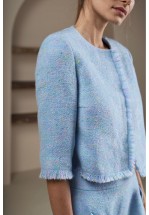 Блакитний короткий жакет із твіду