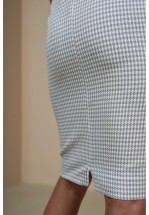 Сукня-футляр з принтом блакитний "п'є де пуль"  