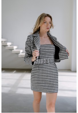 Кроп жакет з фактурою "п'є де пуль"  