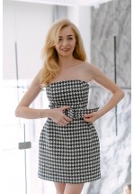 Сукня міні з фактурою "п'є де пуль"  