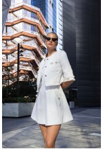 Білий твідовий жакет із перловою вишивкою