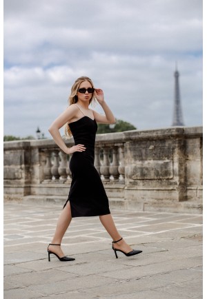 Сукня-футляр на перлинних бретелях