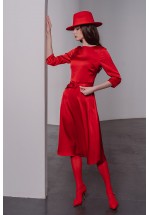 Яскраво-червона коктейльна сукня міді 