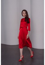 Яскраво-червона коктейльна сукня міді 