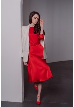 Яскраво-червона коктейльна сукня міді 