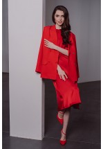 Яскраво-червона коктейльна сукня міді 