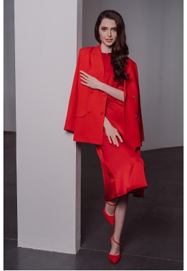 Червоний елегантний жакет із поясом
