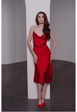 Шовкова сукня-комбінація міді в червоному кольорі
