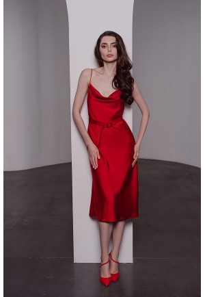 Шовкова сукня-комбінація міді в червоному кольорі