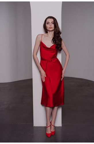 Шовкова сукня-комбінація міді в червоному кольорі