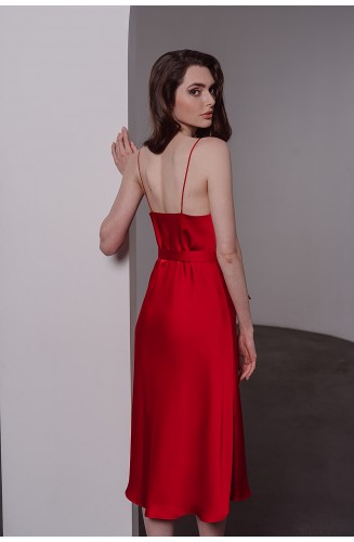 Шовкова сукня-комбінація міді в червоному кольорі