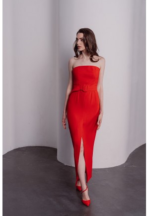 Довга червона сукня