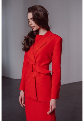 Червоний елегантний жакет із поясом