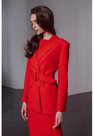 Червоний елегантний жакет із поясом