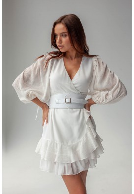 Біла коктейльна коротка сукня