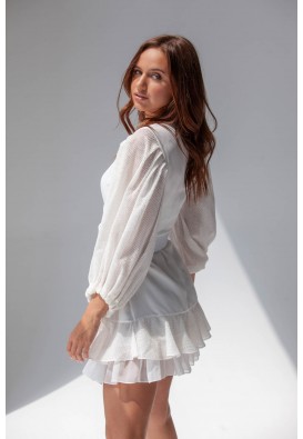 Біла коктейльна коротка сукня