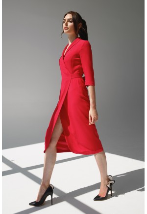 Червона сукня міді на запах