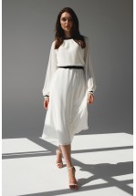 Молочна шифонова жіноча сукня