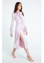 Сукня міді з ніжного атласу з шарфом