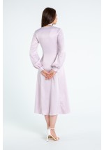 Сукня міді з ніжного атласу з шарфом