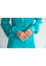 Сукня міді з атласу смарагдового кольору